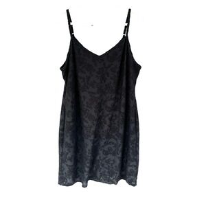 Xhilaration Black Floral Burnout Velvet Mini Slip Dress Strappy XL Whimsigoth
